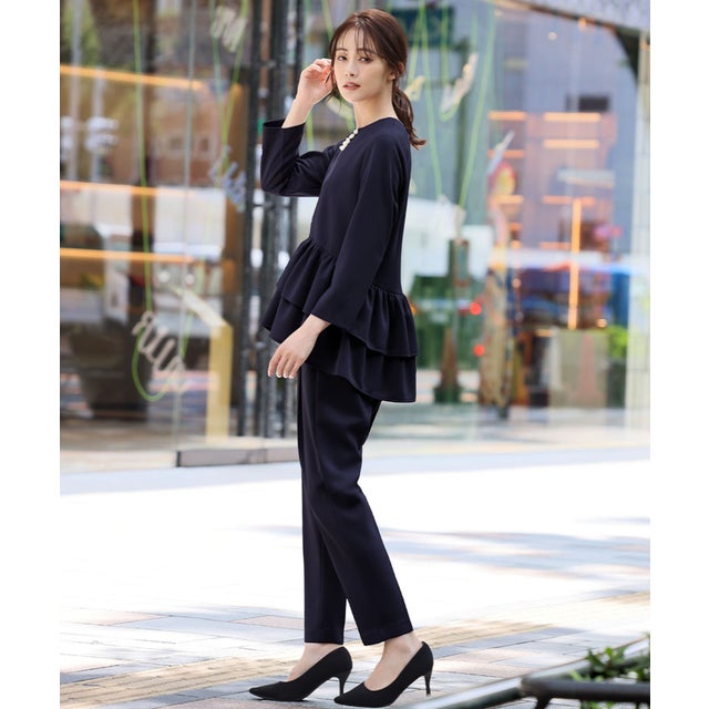 フロリア Flolia ティアードフリルブラウス テーパードパンツ 2点