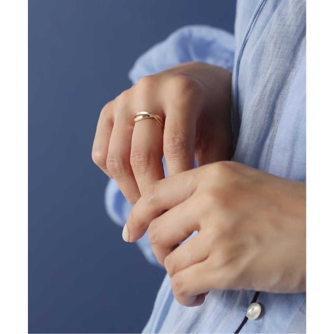 リラ Lilas 2ラインツイストモチーフリング K10 （ゴールド