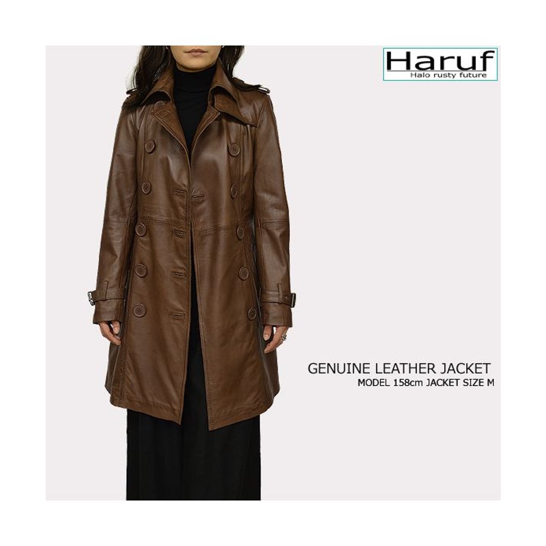 ハルフ Haruf トレンチコート レザーコート レディース 本革 レザー