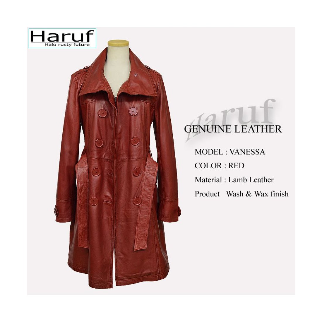 ハルフ Haruf レザーコート ロングコート レディース 本革 レザー