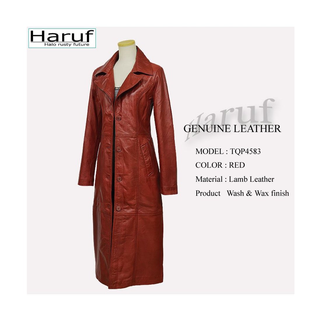ハルフ Haruf 本革 チェスターコート レザーコート レディース レザー