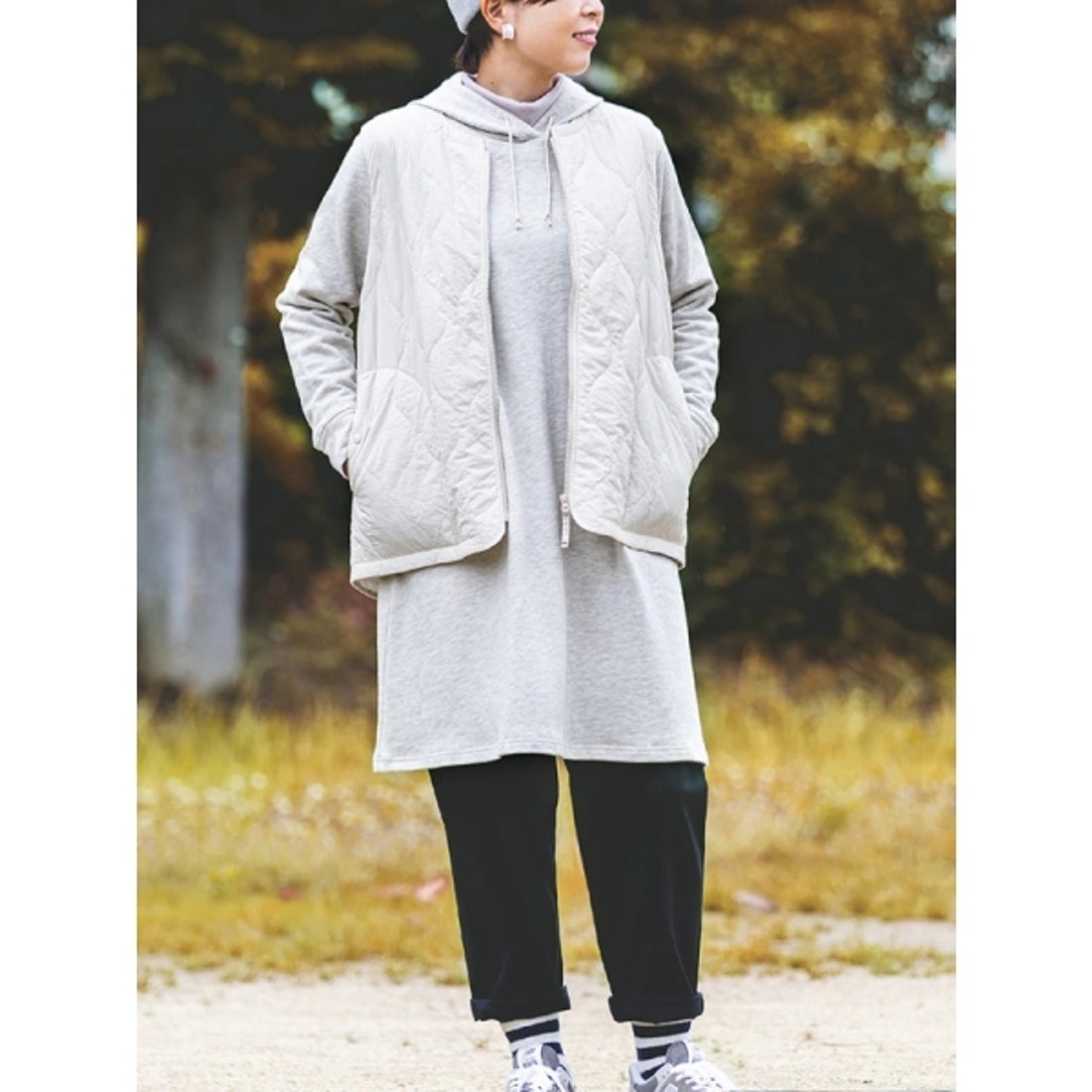 ハレノヒ Hare no hi ZIPキルティングベスト （黄緑） -靴