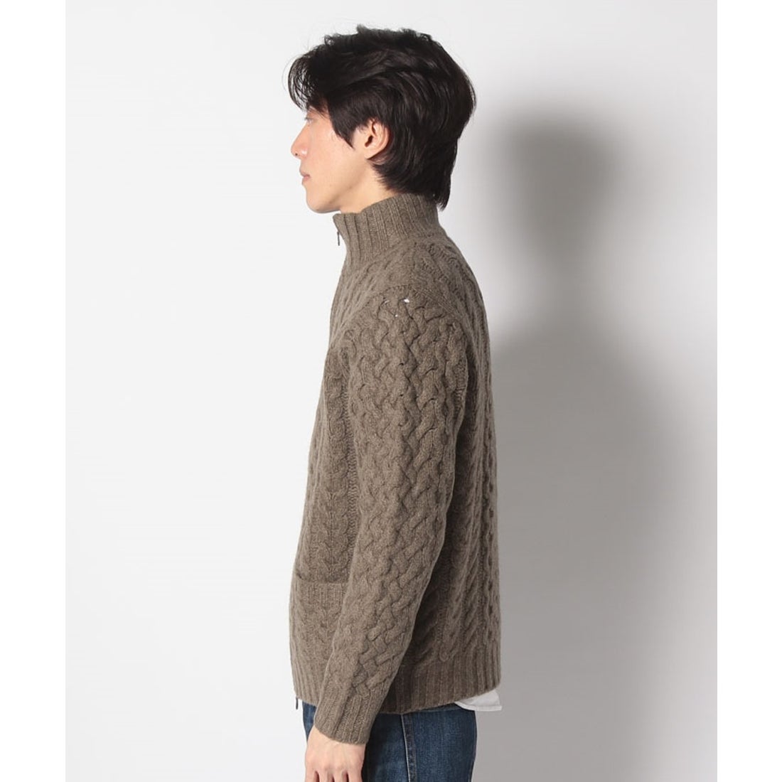 I・E・I SELECTION 高級ヤク100%紳士用手編みニットブルゾン