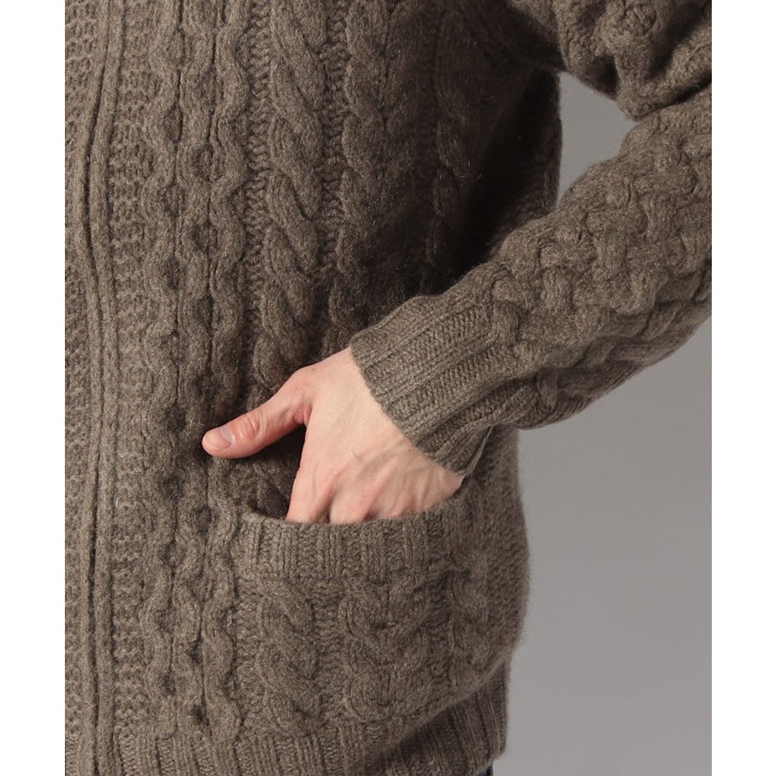 I・E・I SELECTION 高級ヤク100%紳士用手編みニットブルゾン