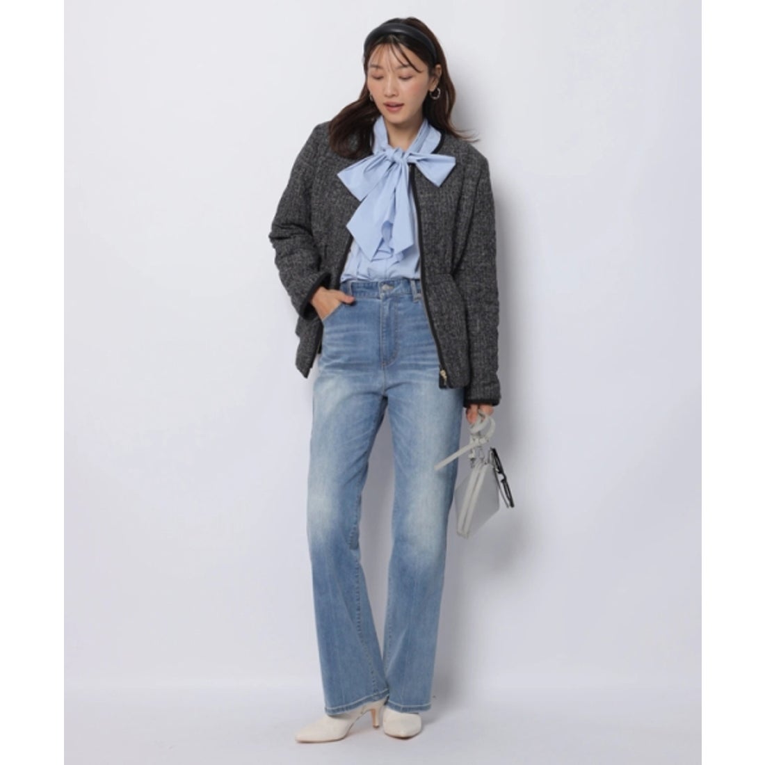 ジャスグリッティー JUSGLITTY センタープレス美脚デニム （ブルー