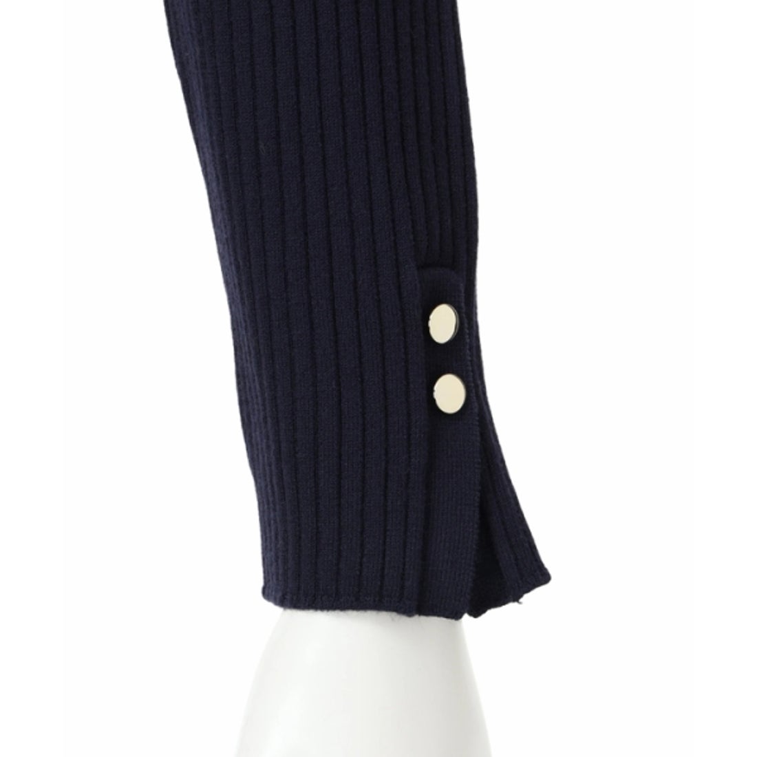 ジャスグリッティー JUSGLITTY ビジュー衿リブニット （紺