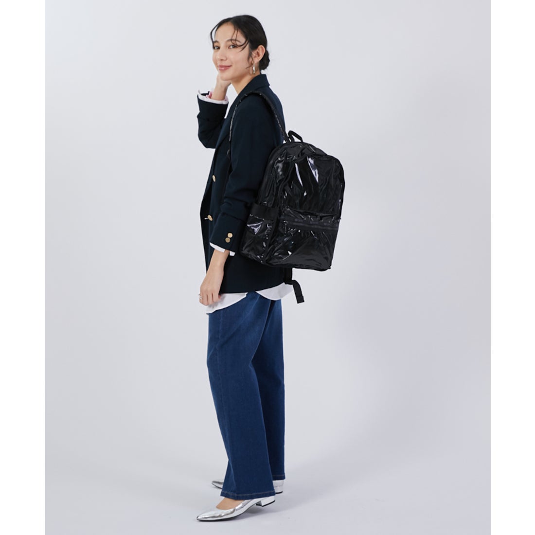 レスポートサック LeSportsac ROUTE BACKPACK （ブラックシャイン