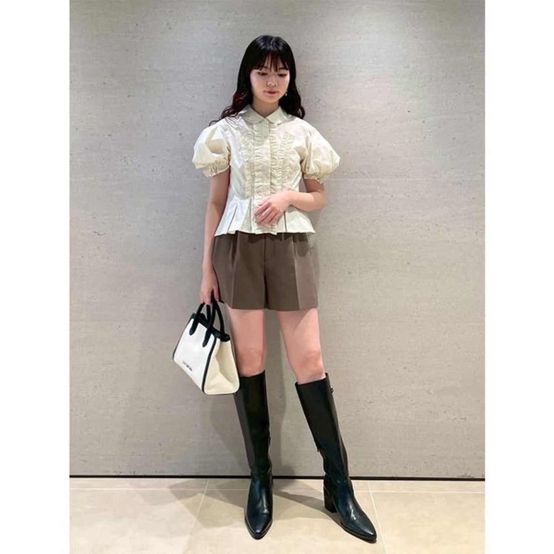 リリーブラウン LILY BROWN フリルレースアップブラウス （WHT