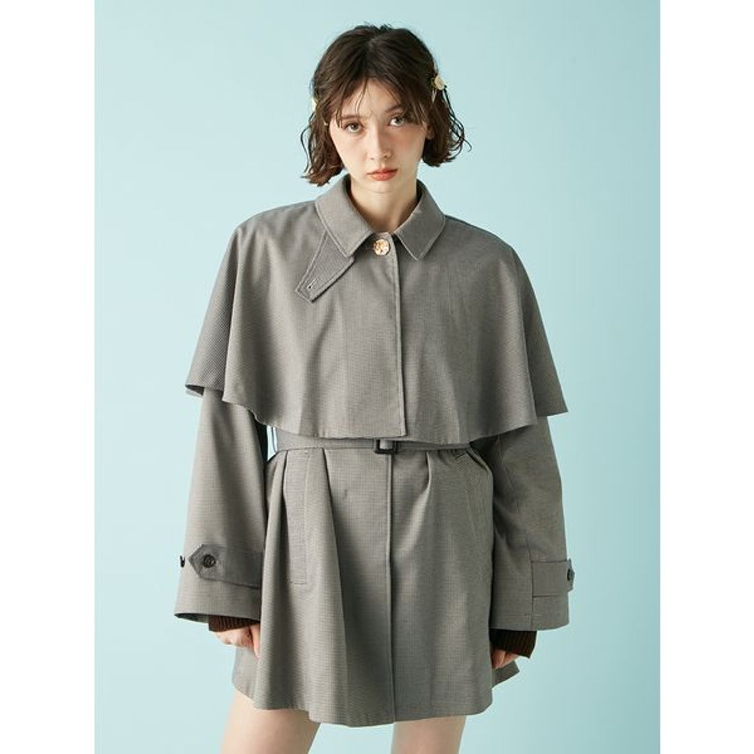リリーブラウン LILY BROWN ケープコート （CHECK） - ファッション