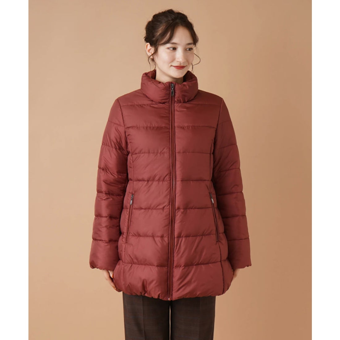 レリアン Leilian 中わたキルティングハーフコート （レッド系