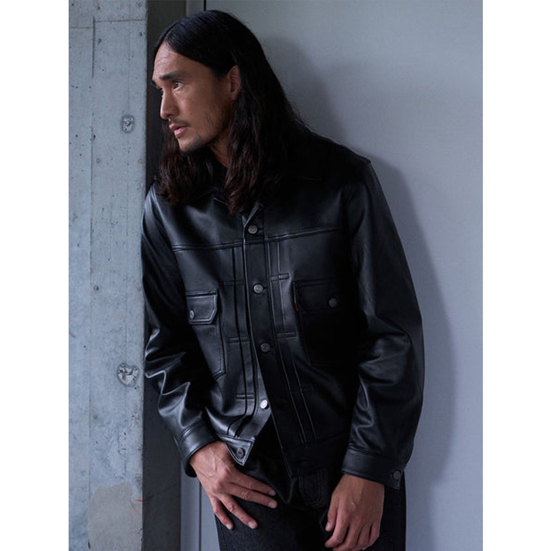 リーバイス LEVI'S PREMIUM BLACK TYPEⅡ TRUCKER LEATHER JACKET