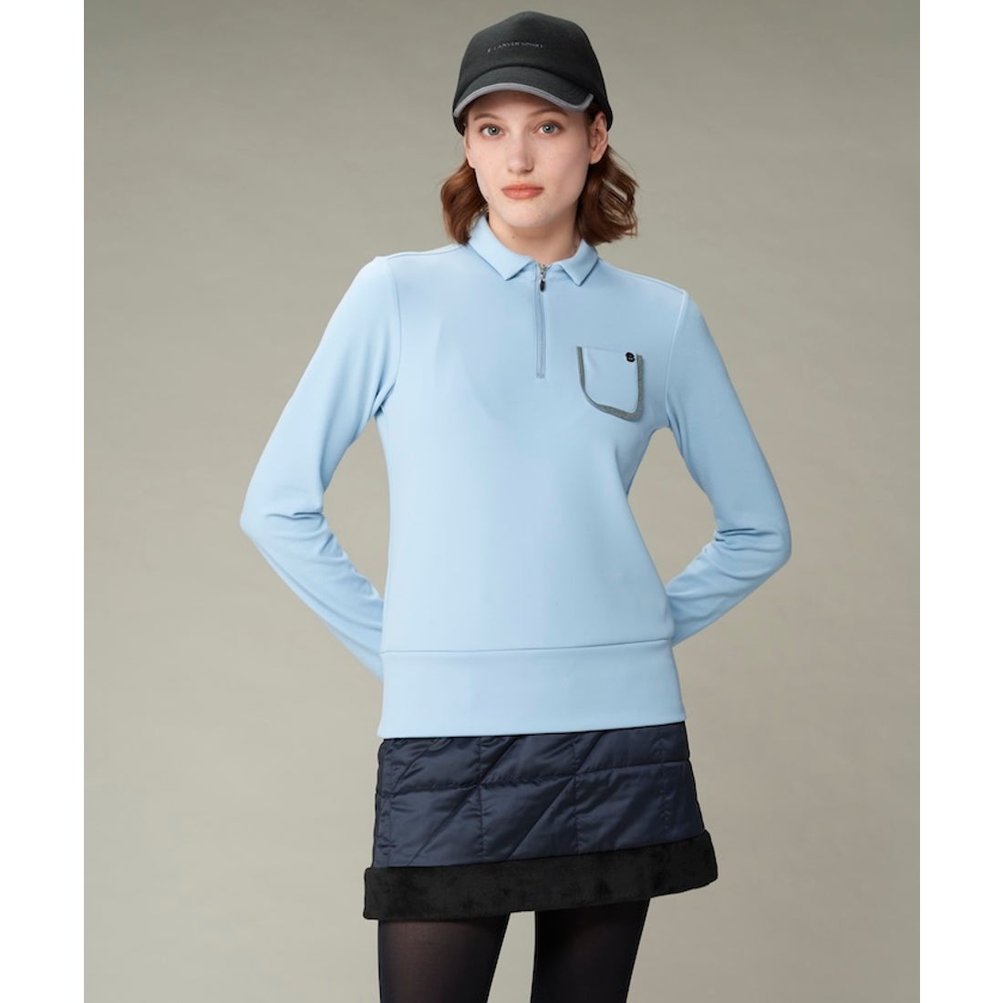 LANVIN SPORT 異素材ブロッキング長袖シャツ【ストレッチ】 -デサント