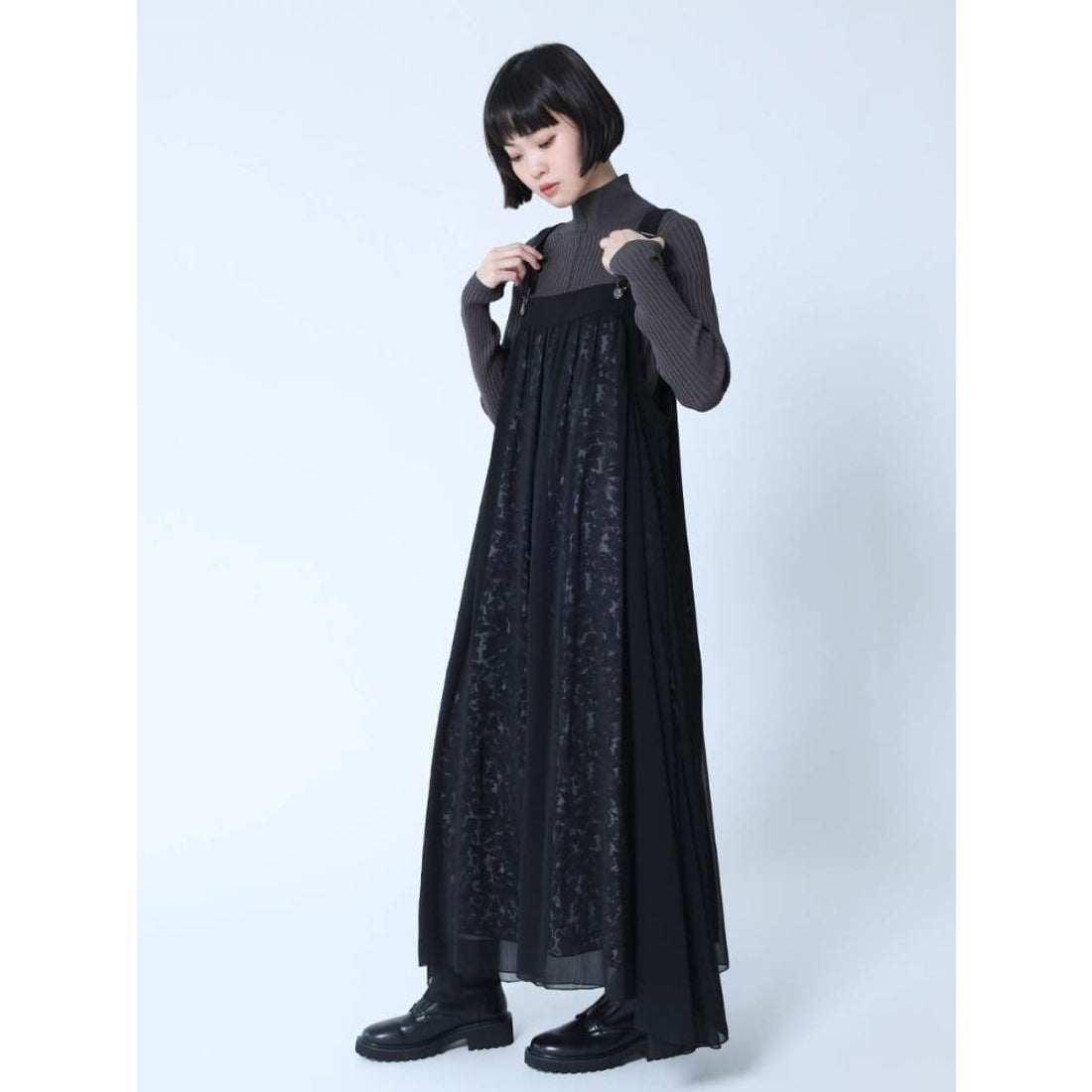 ラシュッド LASUD シアーレイヤードアートプリント柄ジャンパー