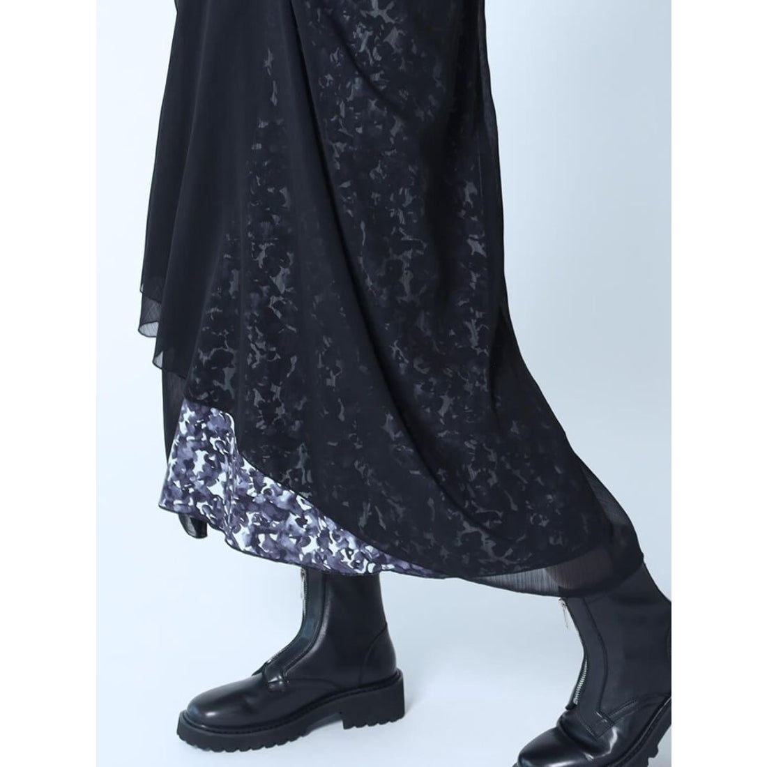 ラシュッド LASUD シアーレイヤードアートプリント柄ジャンパー