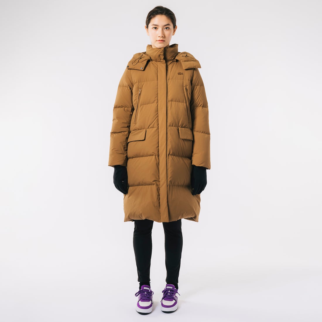 ラコステ LACOSTE ボリューミーロングダウンコート （ブラウン
