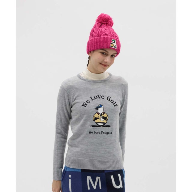 マンシングウェア MUNSINGWEAR ロゴ柄インターシャ クルーネック