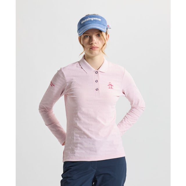 デサント ゴルフ レディース長袖ポロシャツ ホワイト/レッド M