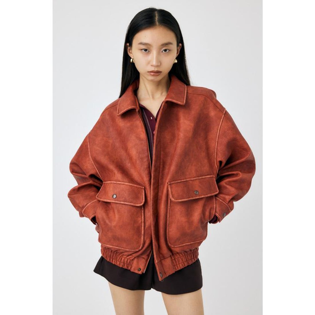 マウジー MOUSSY F/LEATHER A－2 フライトジャケット （RED