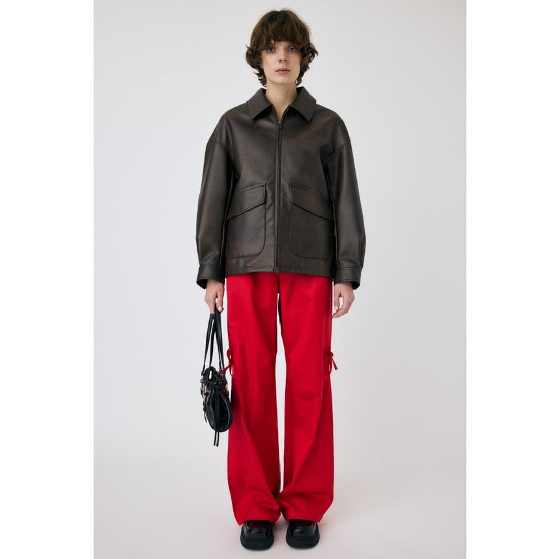 マウジー MOUSSY FAUX LEATHER OVER ジャケット （BLK