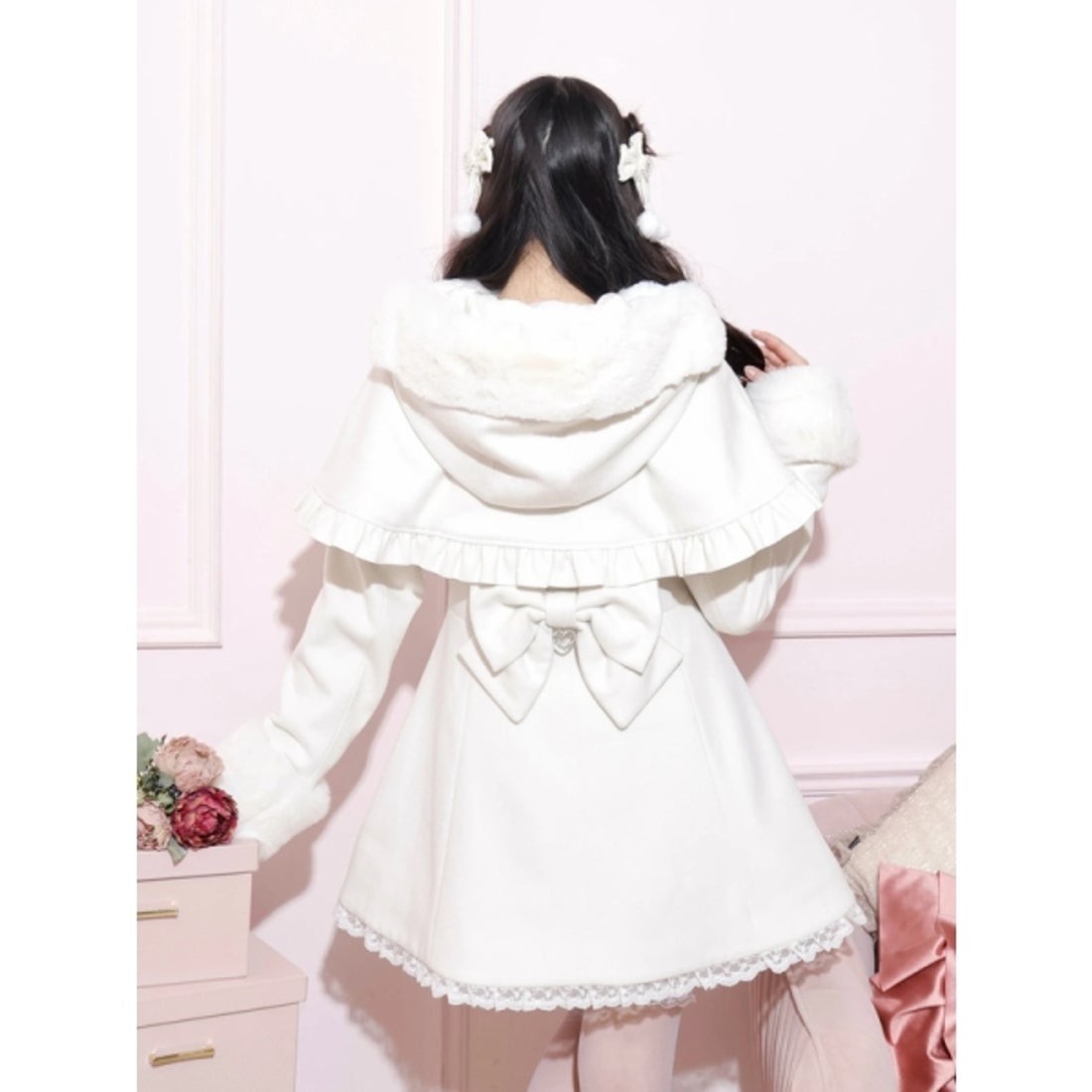 ノエミー NOEMIE ドーリーフードケープフレアコート （黒