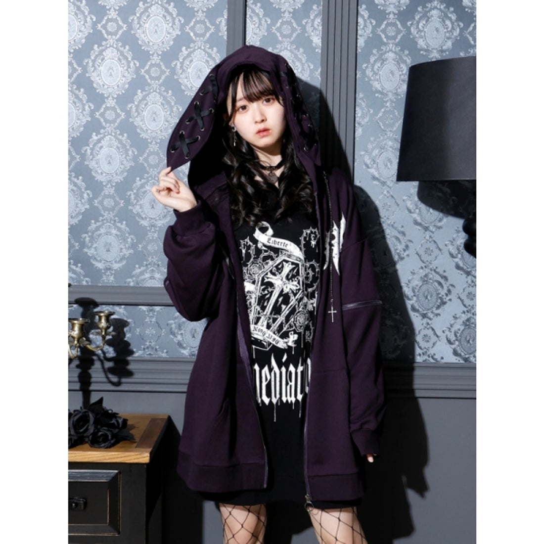 ノエミー NOEMIE 2WAYうさ耳ユニセックスZIPパーカー （黒