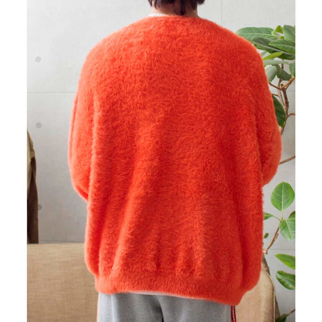 グロスター GLOSTER モヘヤライクシャギーカーディガン （オレンジ