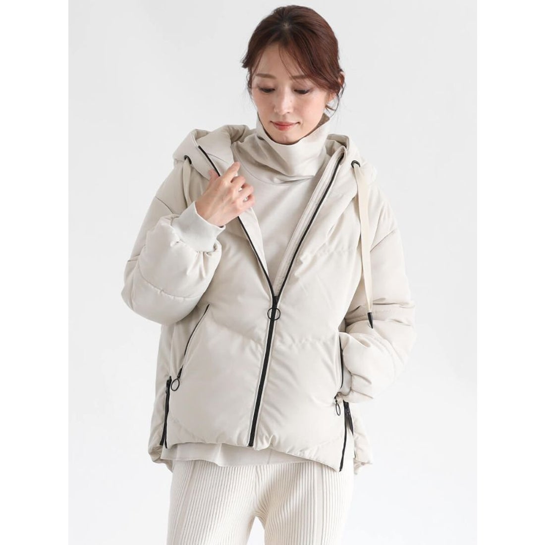 クローブ CLOVE フードミドルダウンブルゾン （ベージュ