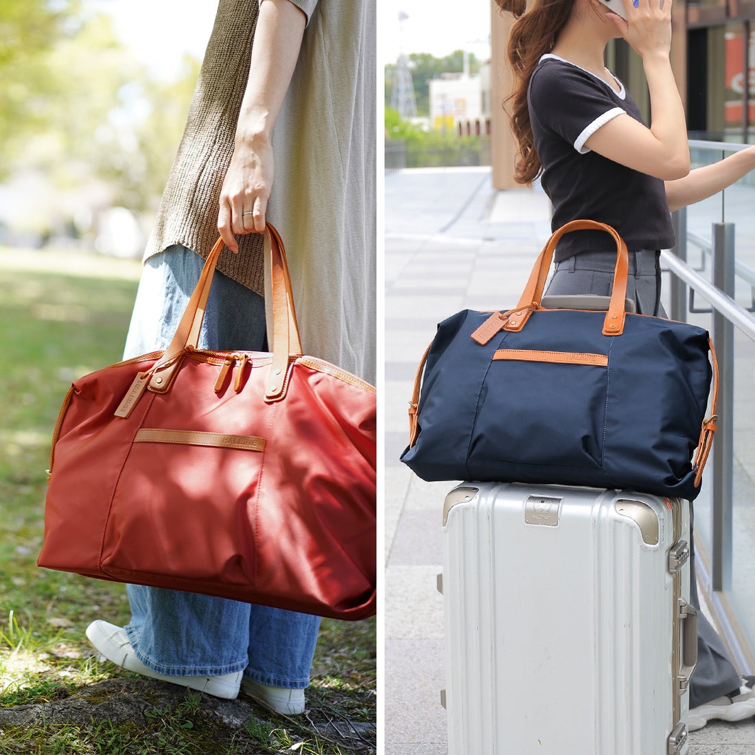 アレンヌ HALEINE ナイロンボストンバッグ （モカブラウン