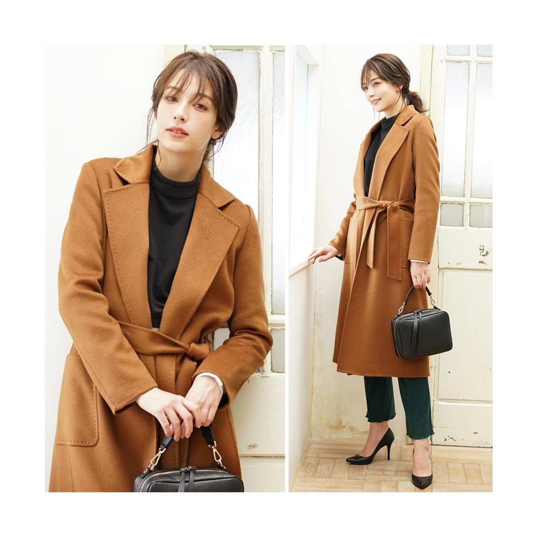 サンキョウショウカイ 三京商会 カシミヤ ガウン ロング コート 着丈