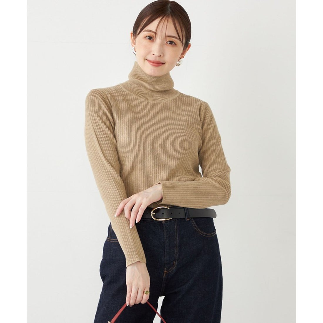 SHIPS Colors:〈手洗い可能〉ラメ リブ タートルネック ニット