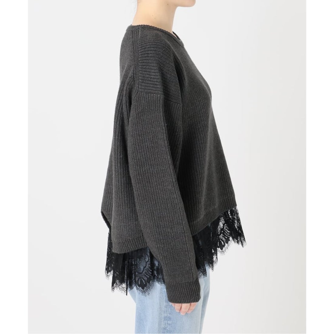 スピック＆スパン Spick & Span 《追加》レースドッキング畦ニットプル