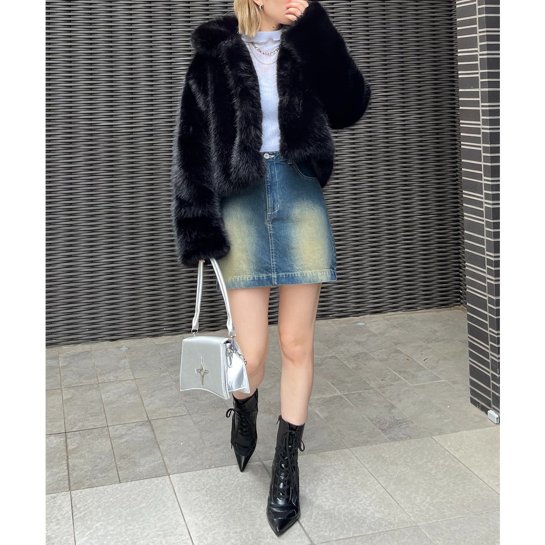 スパイラルガール SPIRALGIRL ファージャケット （ブラック