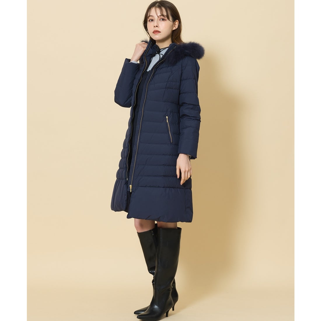 スウィングル SWINGLE FOXファー付エレガンスロングダウンコート