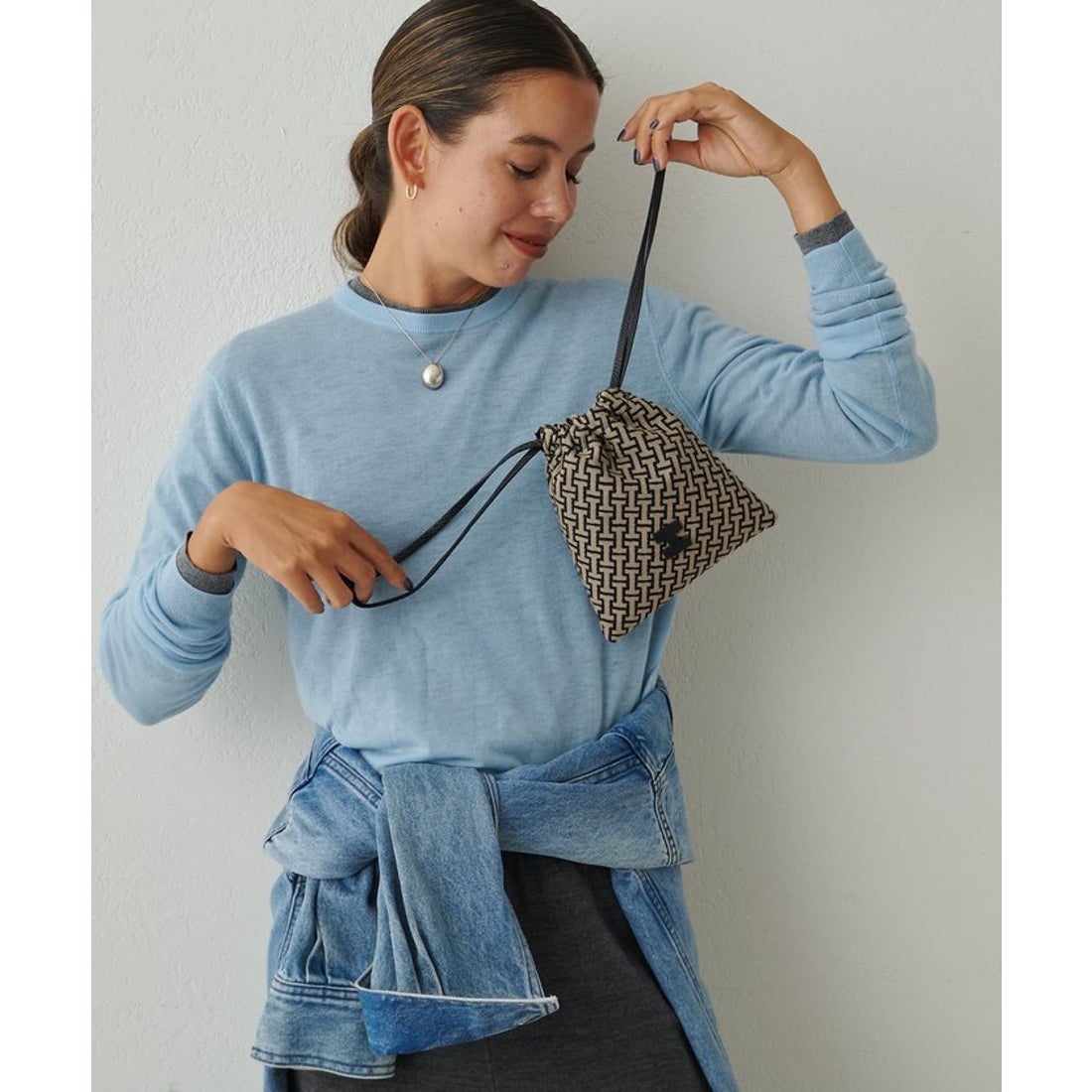 イアクッチ IACUCCI モノグランマ ポーチJACQUARD/RUGA （black） -靴