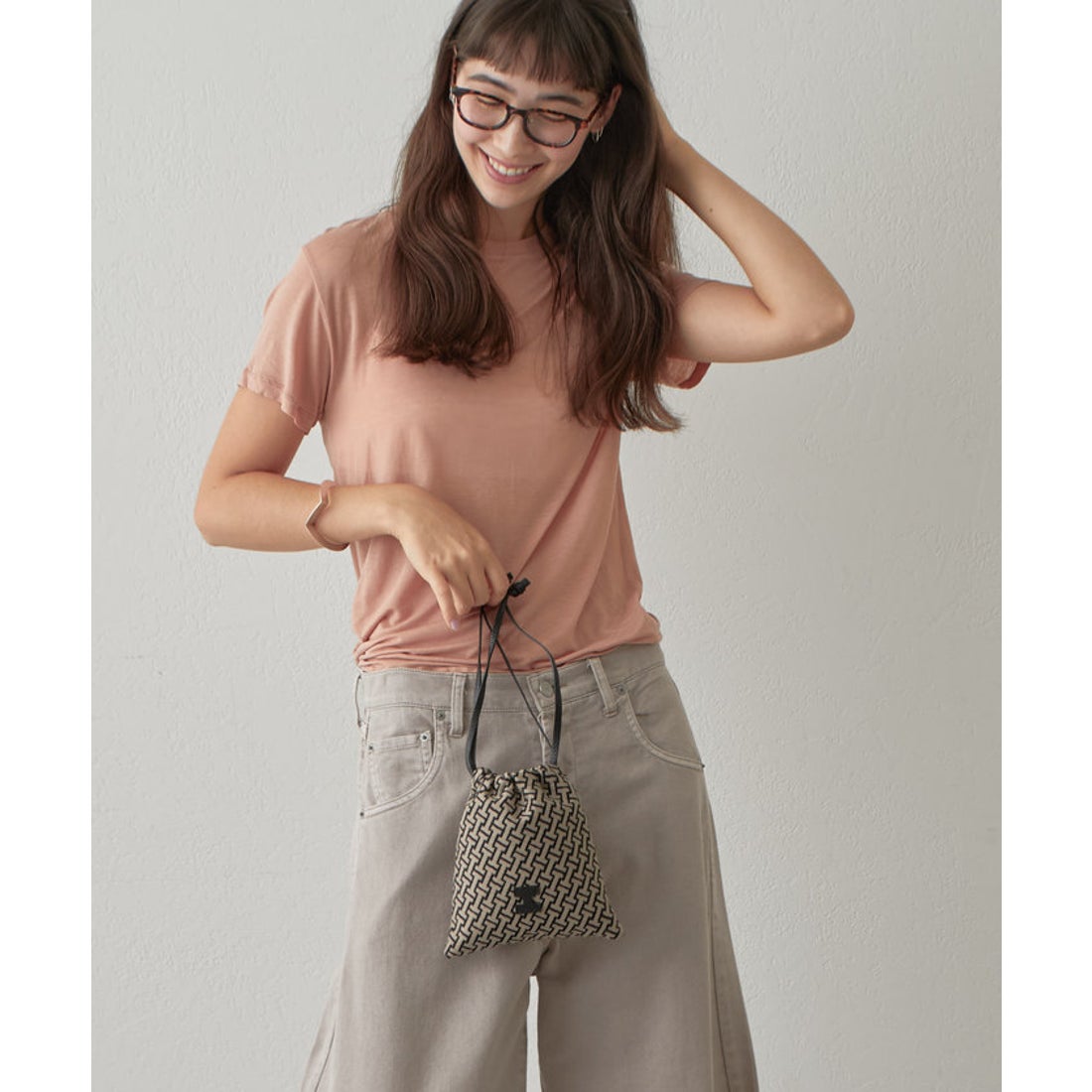 イアクッチ IACUCCI モノグランマ ポーチJACQUARD/RUGA （black