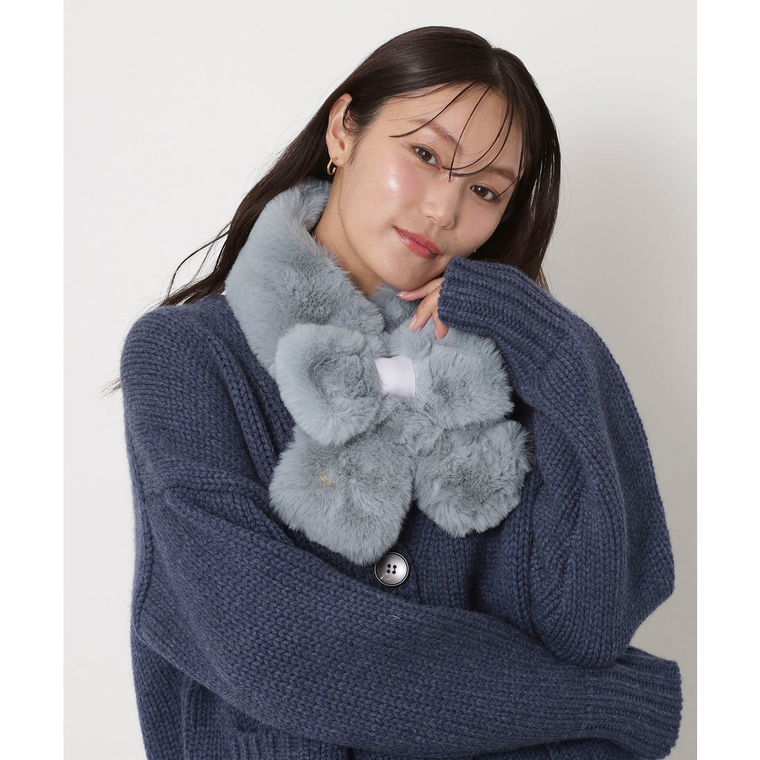 PAUL&JOE ☆2025秋冬新色追加☆リボンフェイクファーマフラー 10×85cm