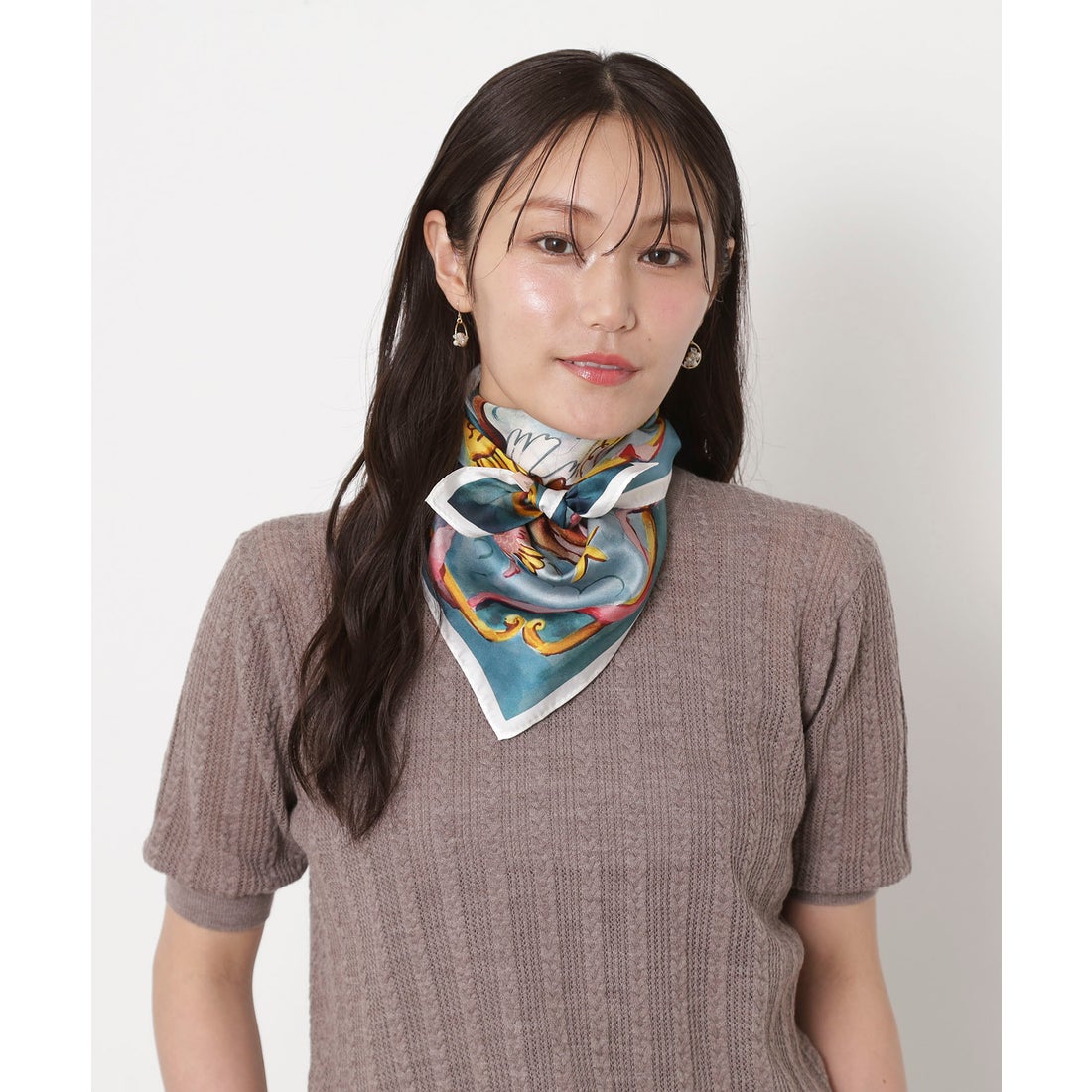 ポールアンドジョー PAUL&JOE 【洗える】シルクスカーフ 65×65cm 猫柄