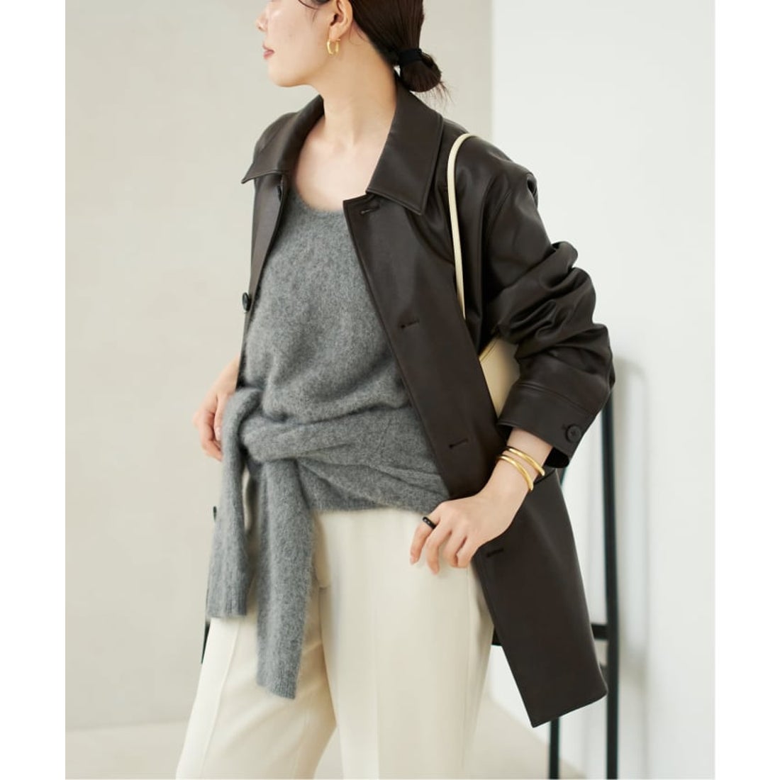 プラージュ Plage Leather Like Car コート （ブラウン