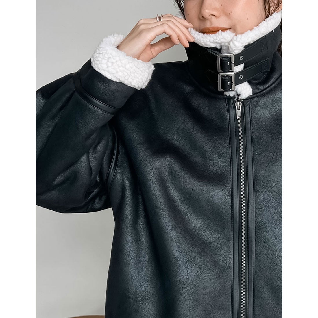 Re:EDIT フェイクレザーボンバージャケット -ファッション通販 FASHION