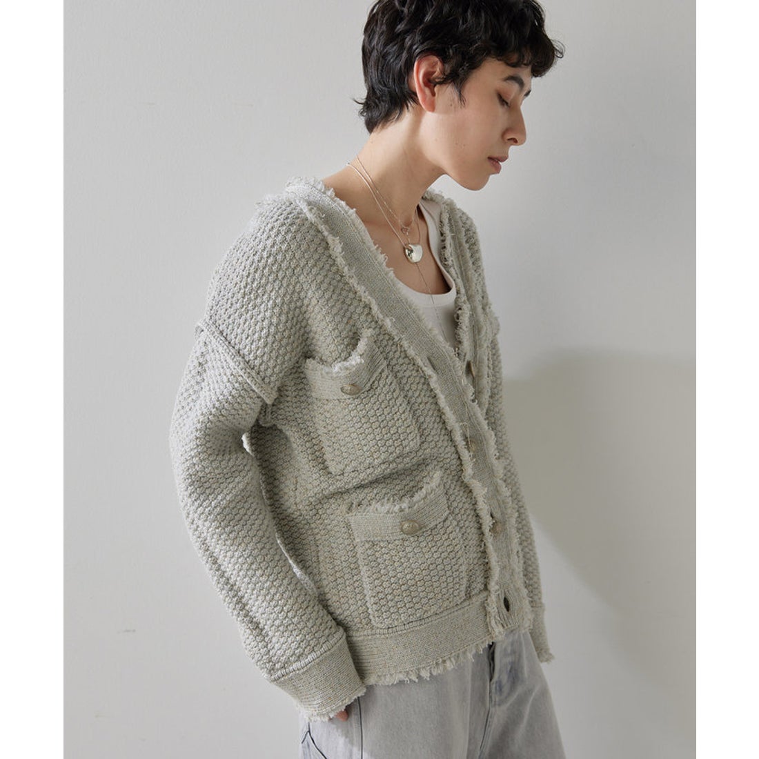 ウィムガゼット Whim Gazette TWEEDYニットジャケット2 （blue） -靴