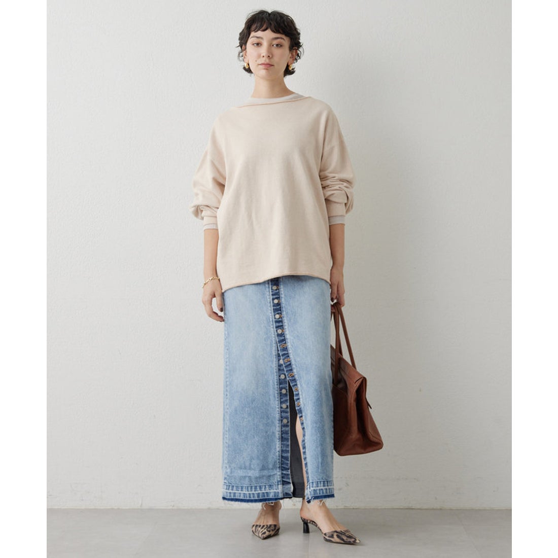 ウィムガゼット Whim Gazette ボタンデニムスカート （indigo） -靴