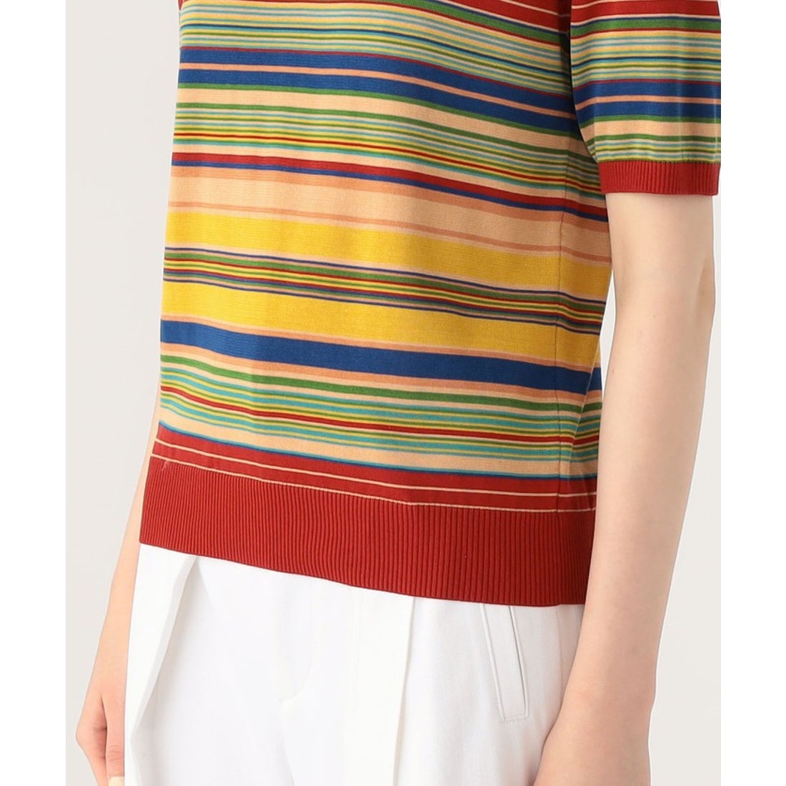 キャバン CABaN CABaN コットン マルチボーダー クルーネックプル