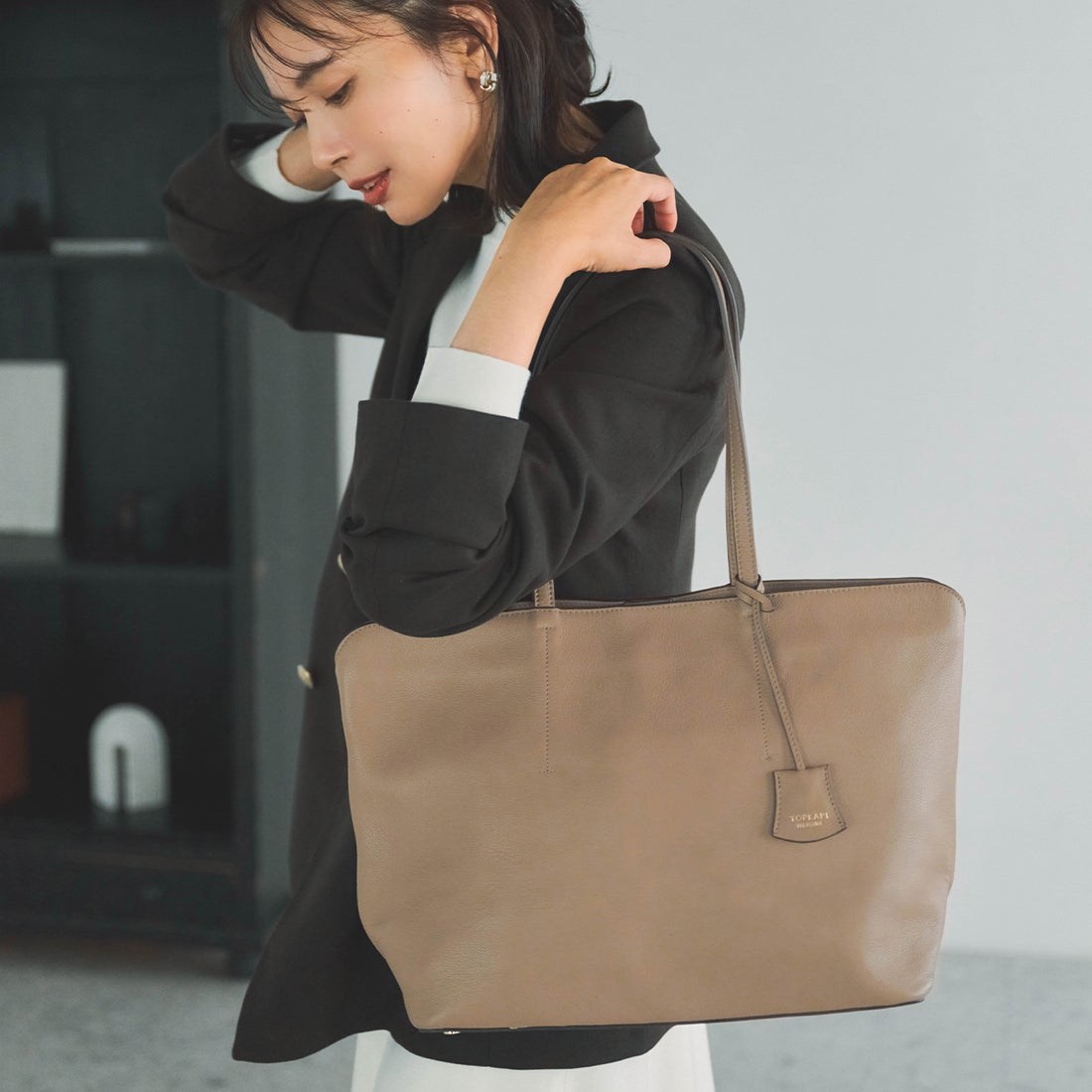 トプカピ TOPKAPI フロントステッチ レザーA4トートバッグ