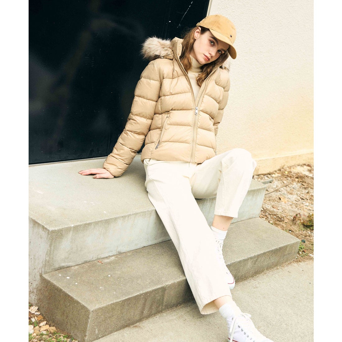 トミー ヒルフィガー TOMMY HILFIGER イミテーションファー付きグロス