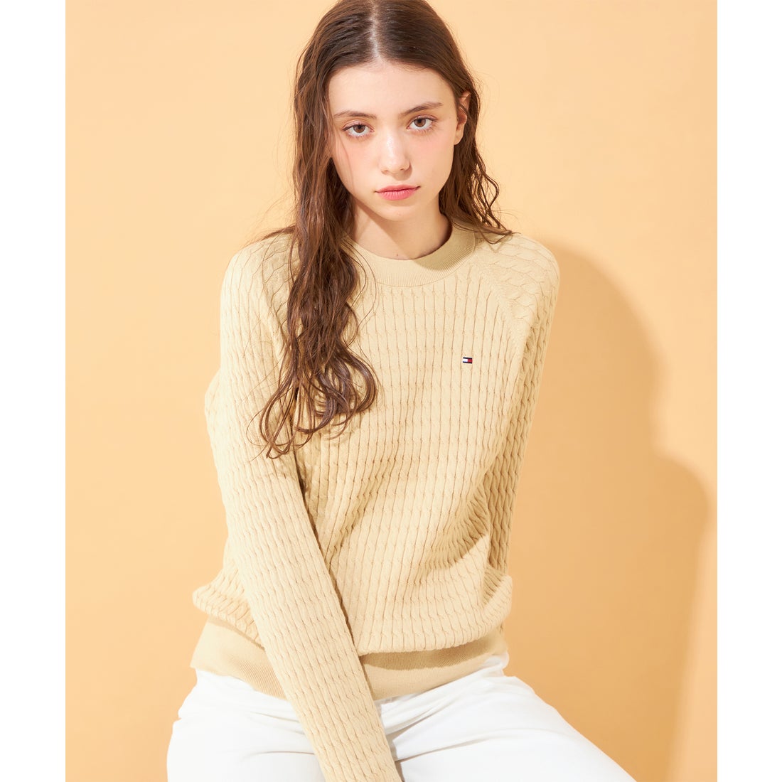 トミー ヒルフィガー TOMMY HILFIGER コットンケーブルクルーネック