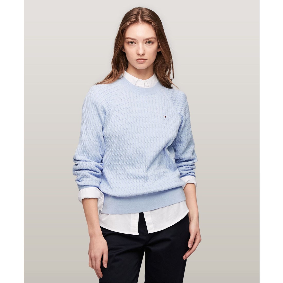 トミー ヒルフィガー TOMMY HILFIGER コットンケーブルクルーネック