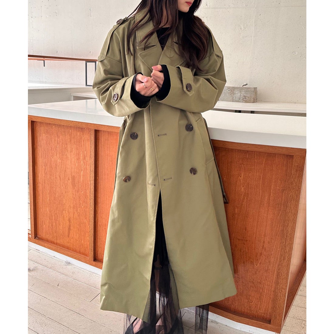 MAISON BREEZE 【SETUP7】アウター トレンチコート ダブルブレスト