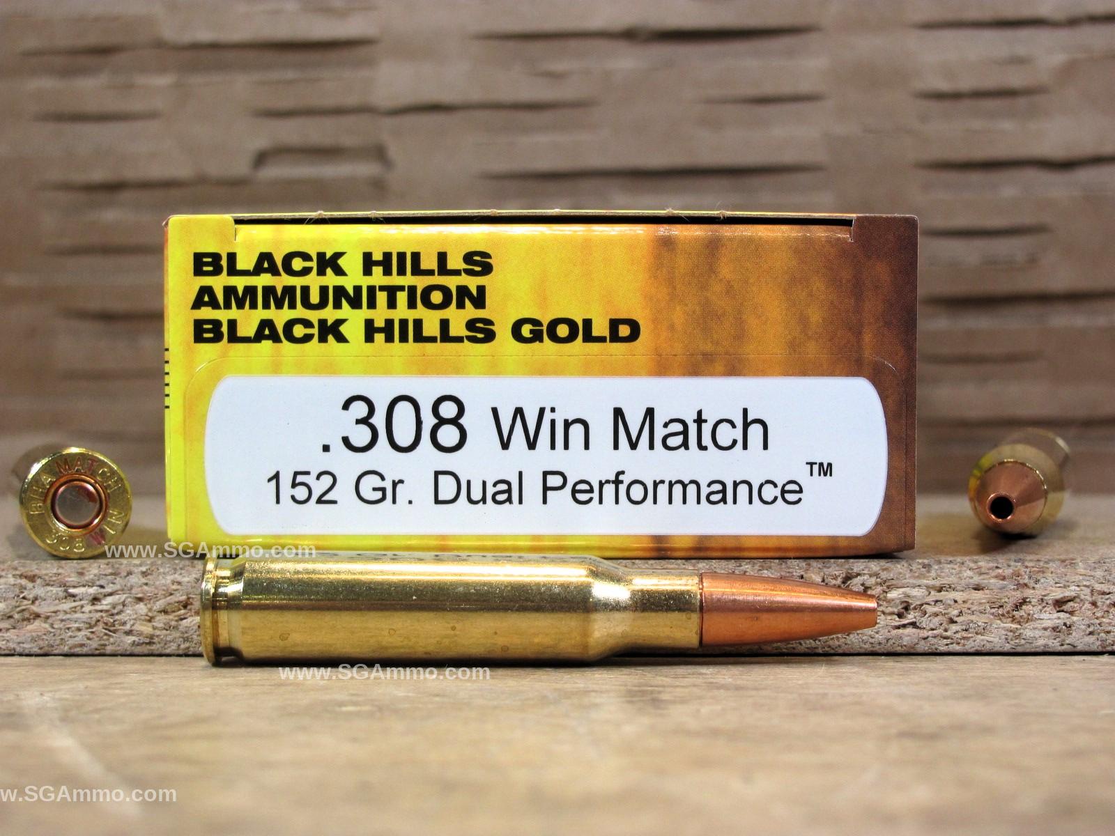 20 Round Box – 308 Win Match 152 Grain Dual Performance Black