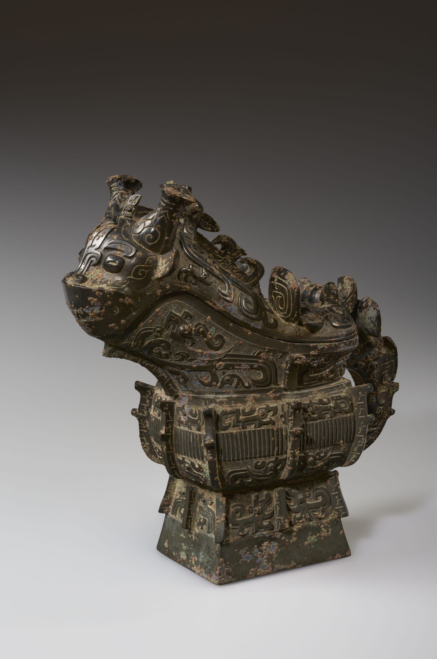 中国　古銅　木瓜神獣刻　薬入　蓋物　時代箱付　C　R8939 広寒宮螺鈿合子 文化遺産オンライン