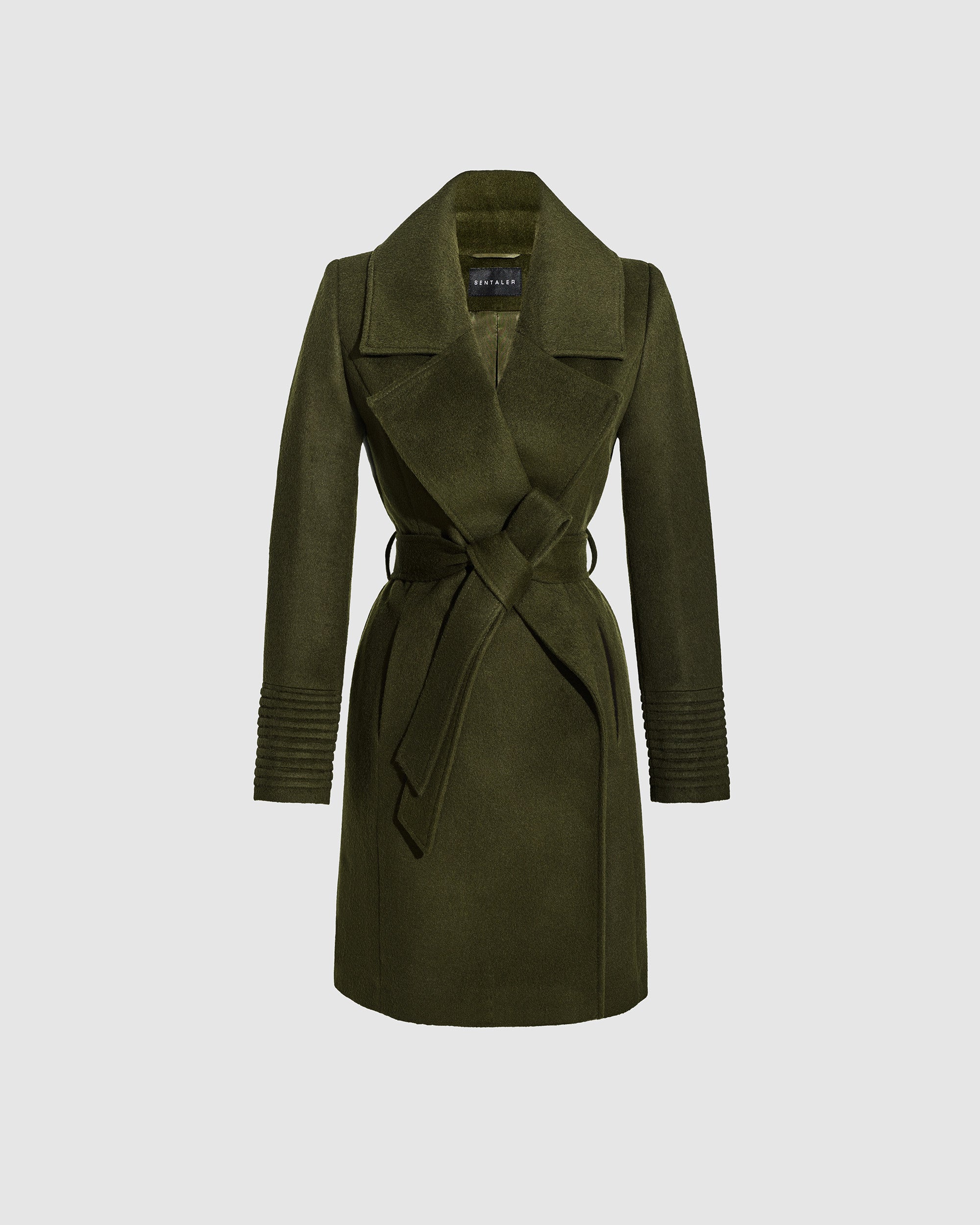 Large Notched Collar Olive Coat | SENTALER